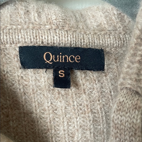 100% Cashmere Women's Cozy Hooded Crop Sweater in Taupe - Picture 2 of 3